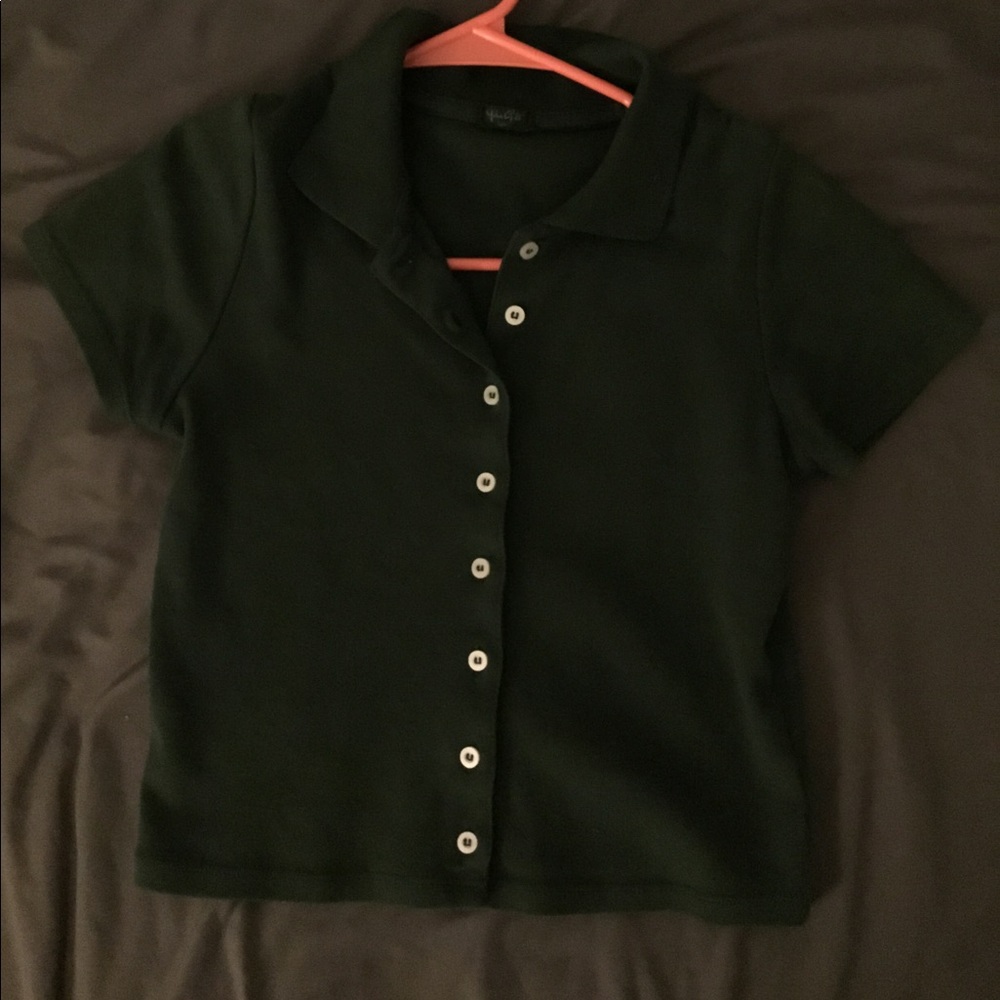 Brandy Melville green short sleeve button up
